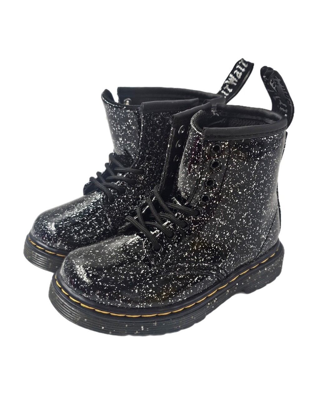 Dr. Martens 1460 T Cosmic Glitter Boots Black Silver Sparkle Toddler 7 NWOB Doc